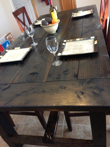 completed farm table dark finish