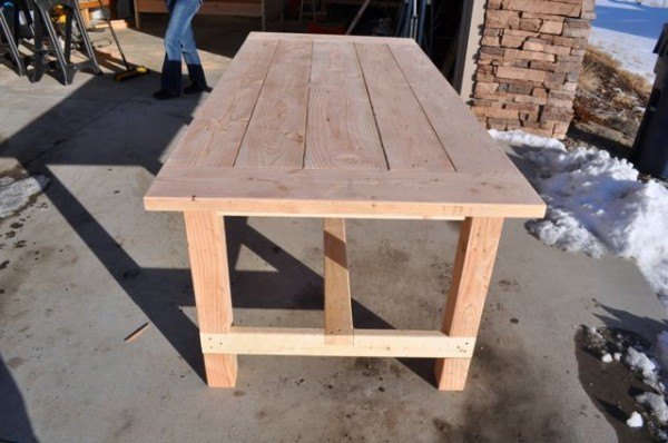 farm table before staining