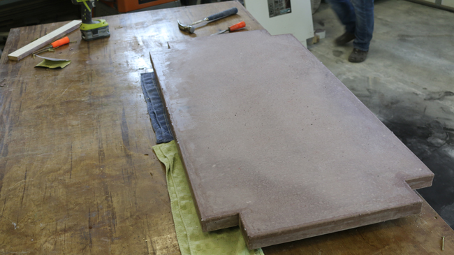 Concrete table fresh out of the mold